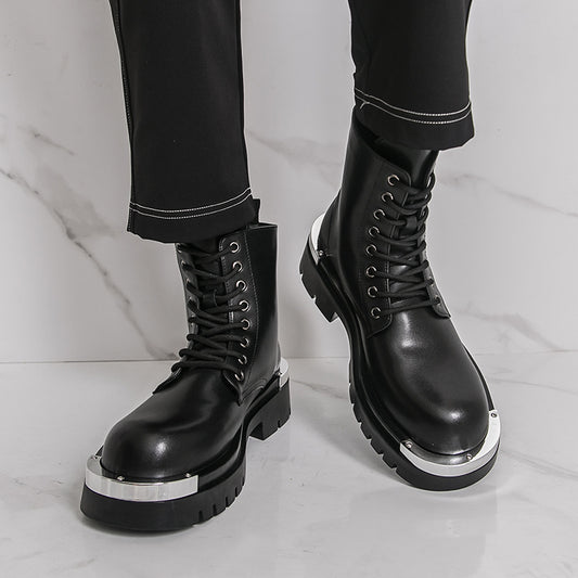 Men'S Chunky Platform Boots - Thick Platform Sole for Height Increase, Synthetic Cover Upper & Non-Slip Rubber Outsole, Zipper Closure, Round Toe - Formal & Casual Shoes for Business, Streetwear, Everyday - Fall/Winter Boots