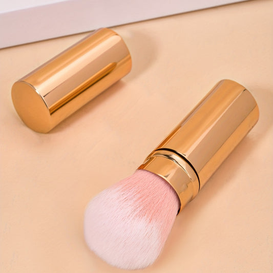 1pc Portable Retractable Makeup Brush Set - Travel Face Blush Brush with Cap for Foundation, Color, Highlight, Contour, Blush, Flawless, Powder Cosmetics (Rose Gold)