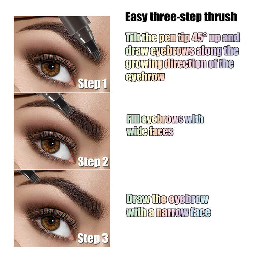 Waterproof Eyebrow Pen, Microblading Eyebrow Pencil With 4 Split Head, Natural Looking Brows Makeup ( 5 Colors )
