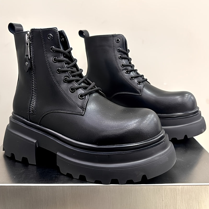 Men's Heavy-Duty Thick Rubber Sole Boots - -Terrain Traction, Upper & Round Toe Design for, Casual & Casual ttire, Sole Boots For Men