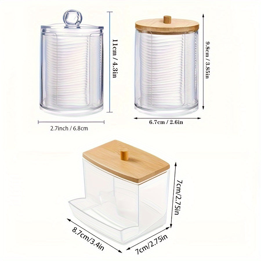 1/2/3pcs Clear Acrylic Makeup Organizer With Cotton Pad Swab Holder And Makeup Pads Jar - Efficient Cosmetic Storage Box For Makeup And Skincare Products
