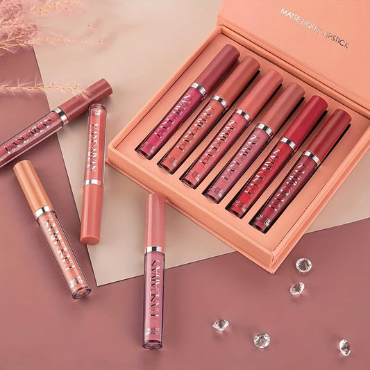 6 Pcs/Set New Long Lasting Waterproof Lipstick Set Women Lips Makeup Cosmetic Valentine's Day Gifts