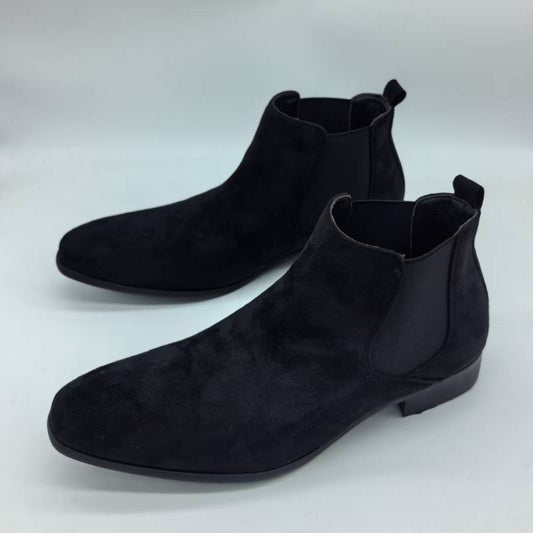 Men's Black Chelsea Boots - Elastic Panel Round Toe Ankle Booties