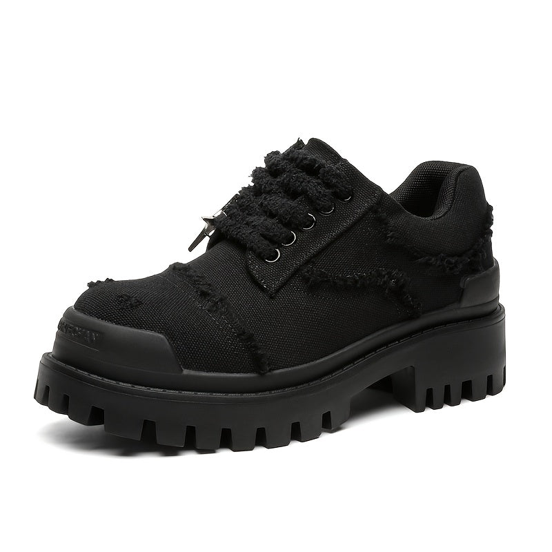 Men's All-Season Low-Top Lace-Up Casual Shoes - Multi-Color Options (Black/Brown/Tan) - PU /Fabric Upper & Rubber Sole - Wedding, Outdoor, Office & Casual Attire - Comfortable Round-Toe Dress Sneakers