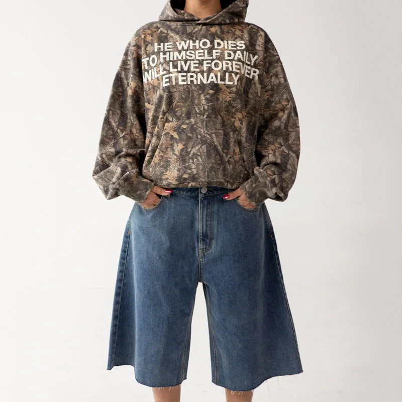 Y2K Harajuku hoodies Oversized camouflage pattern Hip hop retro soft warm hooded sweatshirt fashionable men women street wear