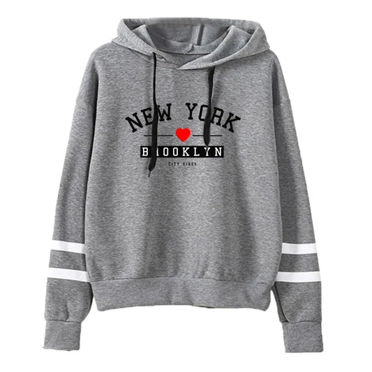 Hoodies Womens Sweatshirts Print Daily Versatile Pullovers Stripe Jogging Sports Clothing Casual Street Woman Hooded Tops 2025