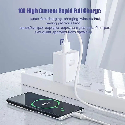 NNBILI 1-3PCS 10A 100W Type C Super Fast Charging Cable Data Cord For Huawei OPPO vivo iQoo Quick Charing USB C Cables