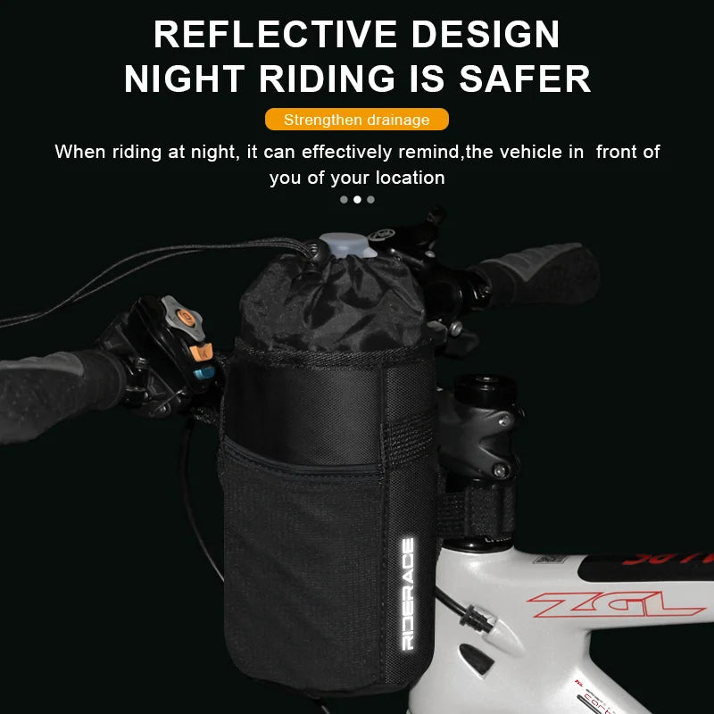 Bicycle Bag Bike Water Bottle Bag Multi-Function Portable Carrier Pouch Insulated Kettle Bag Outdoor Riding Handlebar Bag