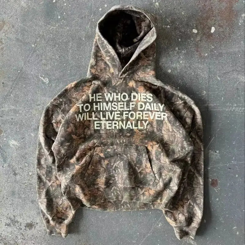 Y2K Harajuku hoodies Oversized camouflage pattern Hip hop retro soft warm hooded sweatshirt fashionable men women street wear