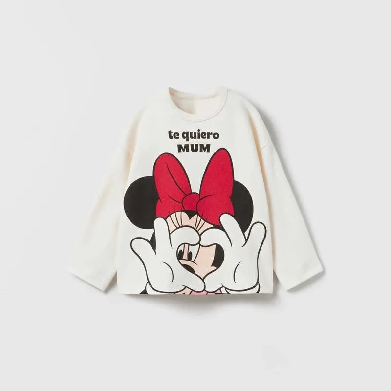 Mickey Printed Children Spring Bottoming Shirt Crewneck Long Sleeve T-shirt Fashion New Kids Clothing Boy Girl Base Shirt Blouse