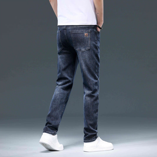 2025 new men's loose (slightly stretchy) jeans, casual and versatile, high and slim straight leg pants that can be worn all year