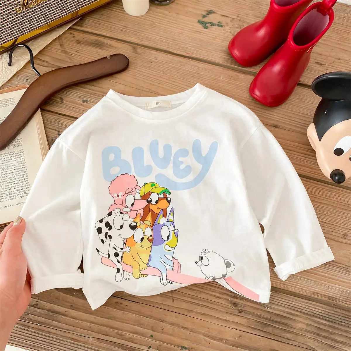 Mickey Printed Children Spring Bottoming Shirt Crewneck Long Sleeve T-shirt Fashion New Kids Clothing Boy Girl Base Shirt Blouse