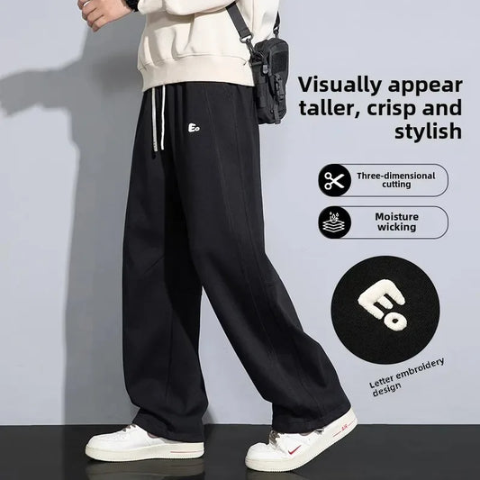Casual Pants for Men Trousers Male American Fashion Sports Sweatpants for Boys' Spring New Style Pants Loose Straight Wide-Leg