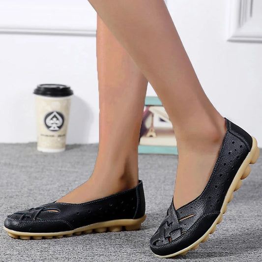 Shoes Women 2025 Soft Leather Shoes White Women's Loafer Slip On Flats Zapatos De Mujer Flat Shoes Women Casual Footwear Female