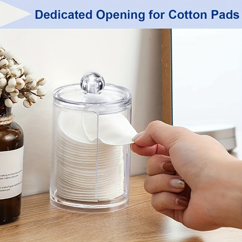 1/2/3pcs Clear Acrylic Makeup Organizer With Cotton Pad Swab Holder And Makeup Pads Jar - Efficient Cosmetic Storage Box For Makeup And Skincare Products
