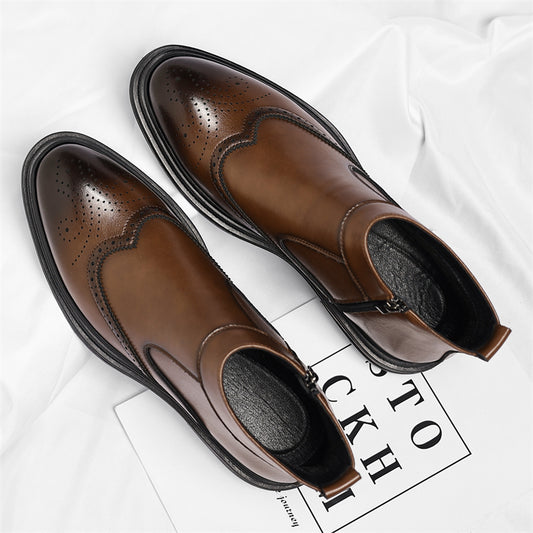 Men's Slip-On/Zipper Chelsea Boots with 3cm Thick Platform