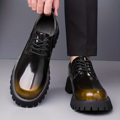 Men's Height-Increasing Business Casual Shoes - Thick Platform Sole & Anti-Slip Rubber Outsole