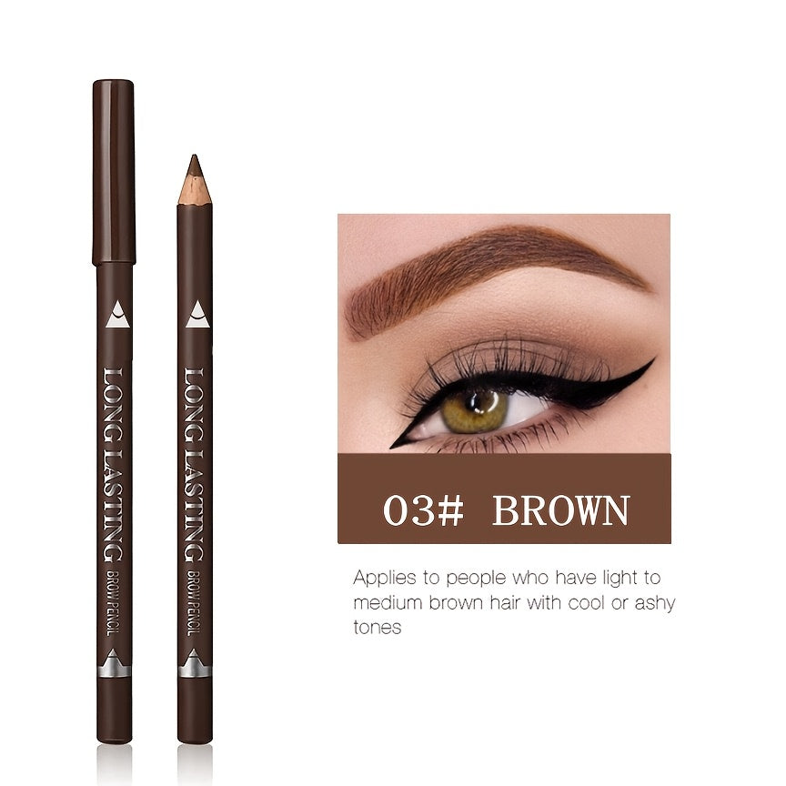 3pcs Eyeliner & Brow Pencil Waterproof And Sweat Proof Multifunctional Makeup Pen Set, Long Lasting Perfect Eyebrows, Natural Matte Women's Eye Makeup Pen