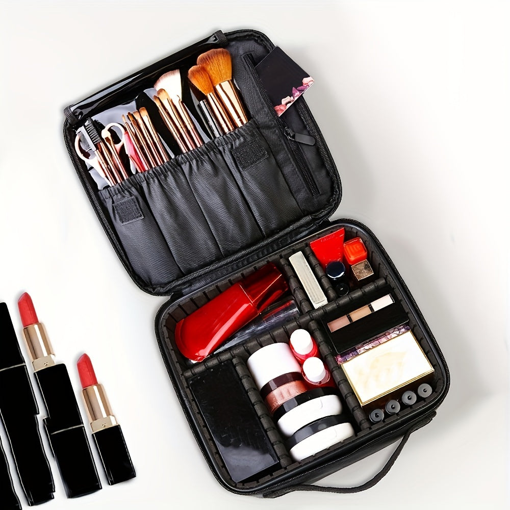 Travel Makeup Train Case Professional Large Capacity Cosmetic Case Make Up Brush Organizer Portable Artist Storage Bag With Adjustable Dividers