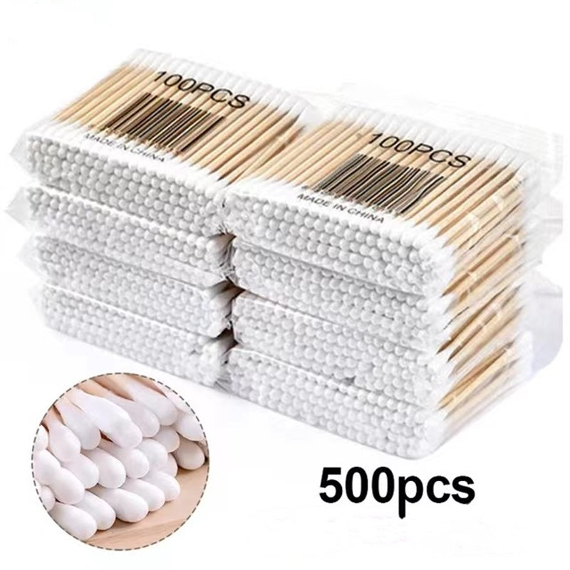 Two-headed Household Ear-digging Swab For Makeup Removal, Makeup And Beauty, 100/300/500pcs