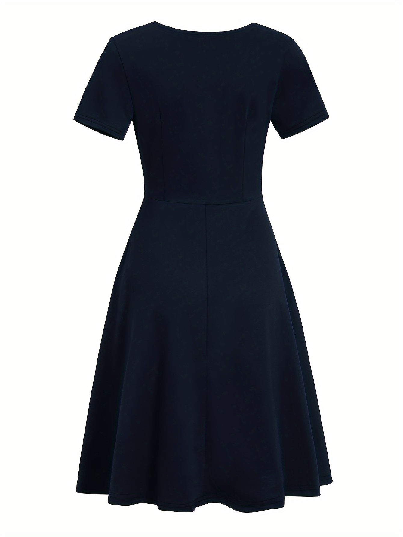Short Sleeve V Neck Dress, Solid Casual Dress For Summer & Spring, Women's Clothing