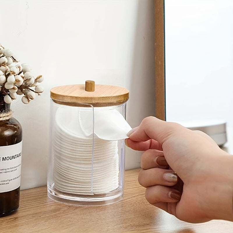 1/2/3pcs Clear Acrylic Makeup Organizer With Cotton Pad Swab Holder And Makeup Pads Jar - Efficient Cosmetic Storage Box For Makeup And Skincare Products