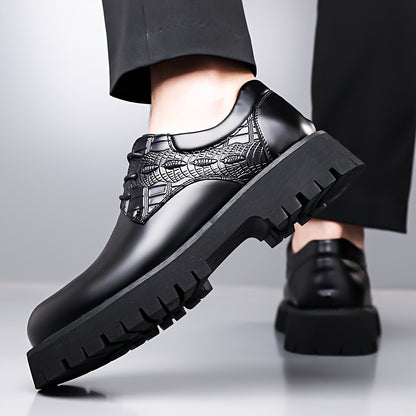 Men'S Business Casual Shoes - Thick Platform Sole for Height Increase & Cushioned Comfort, Lace-Up Formal & Everyday Shoes - Non-Slip Rubber Outsole - All-Season Office, Meetings, Events - Black - Durable & Easy-Clean -like U