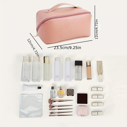 Large-Capacity Travel Cosmetic Bag Portable PU Makeup Pouch Women Waterproof Bathroom Washbag Multifunctional Toiletry Kit