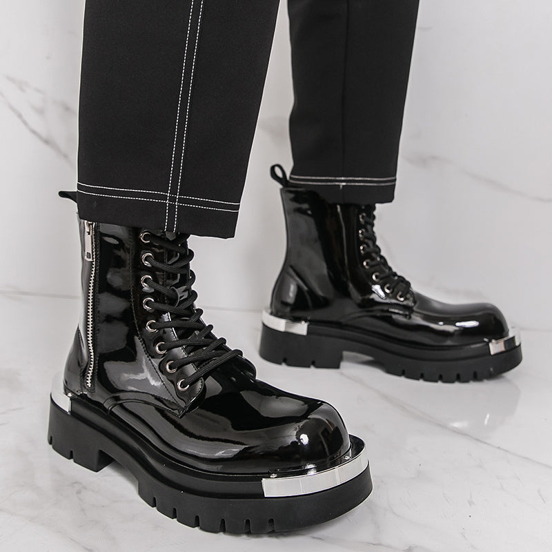 Men'S Chunky Platform Boots - Thick Platform Sole for Height Increase, Synthetic Cover Upper & Non-Slip Rubber Outsole, Zipper Closure, Round Toe - Formal & Casual Shoes for Business, Streetwear, Everyday - Fall/Winter Boots