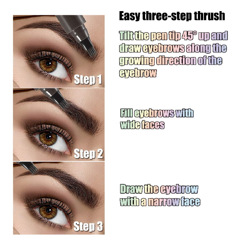 Waterproof Eyebrow Pen, Microblading Eyebrow Pencil With 4 Split Head, Natural Looking Brows Makeup ( 5 Colors )