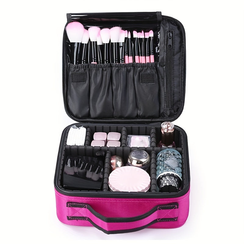 Travel Makeup Train Case Professional Large Capacity Cosmetic Case Make Up Brush Organizer Portable Artist Storage Bag With Adjustable Dividers