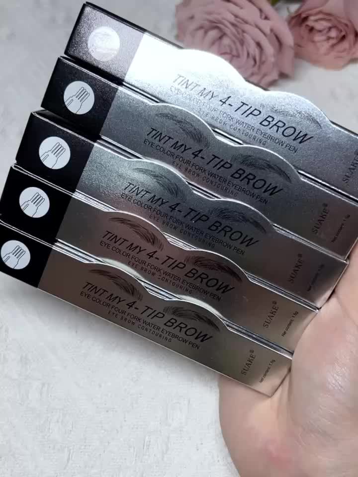 Waterproof Eyebrow Pen, Microblading Eyebrow Pencil With 4 Split Head, Natural Looking Brows Makeup ( 5 Colors )