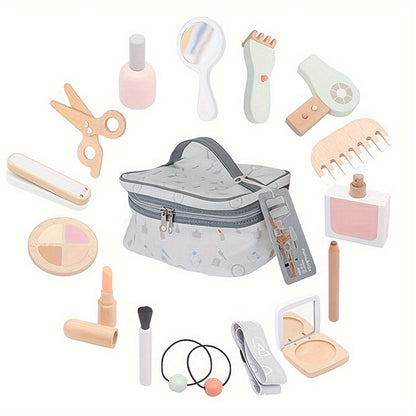 Wooden Playhouse Toy Youngsters's Simulation Dressing Table Makeup Toy Girl Princess Set Cosmetics, Suitable for Youngsters Over 3 Years Old, Perfect for Winter, New Year