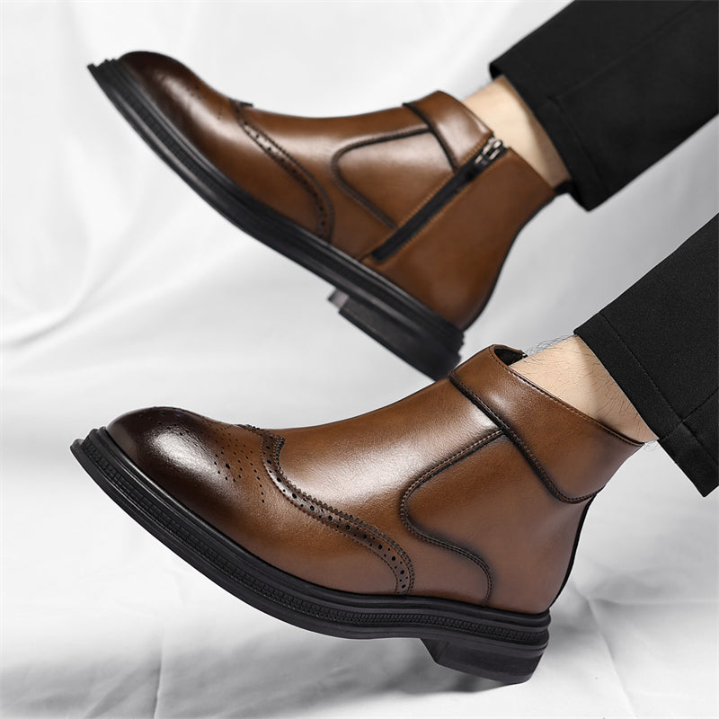 Men's Slip-On/Zipper Chelsea Boots with 3cm Thick Platform