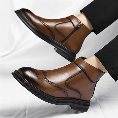 Men's Slip-On/Zipper Chelsea Boots with 3cm Thick Platform