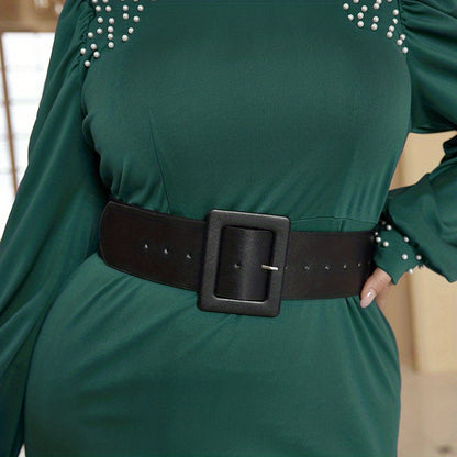 Plus Size Wide PU Belt Simple Square Buckle Women Coat Belt Trend Dress Girdle Decorative Waistband