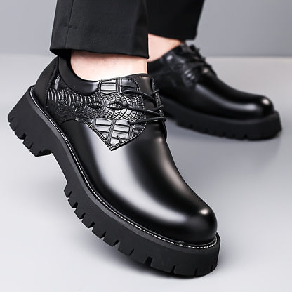 Men'S Business Casual Shoes - Thick Platform Sole for Height Increase & Cushioned Comfort, Lace-Up Formal & Everyday Shoes - Non-Slip Rubber Outsole - All-Season Office, Meetings, Events - Black - Durable & Easy-Clean -like U