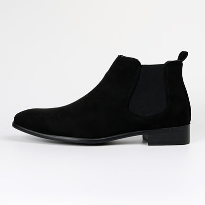 Men's Black Chelsea Boots - Elastic Panel Round Toe Ankle Booties