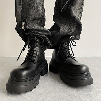 Men's Heavy-Duty Thick Rubber Sole Boots - -Terrain Traction, Upper & Round Toe Design for, Casual & Casual ttire, Sole Boots For Men