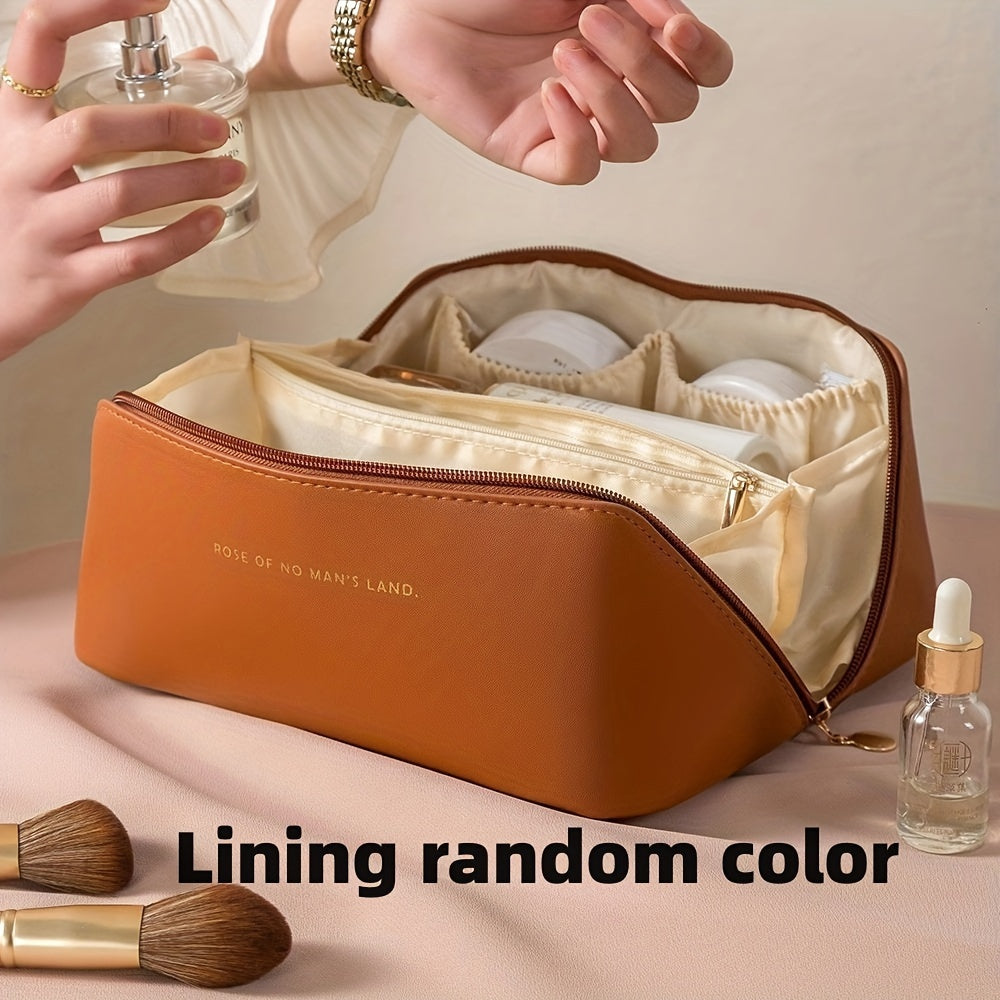 Large-Capacity Travel Cosmetic Bag Portable PU Makeup Pouch Women Waterproof Bathroom Washbag Multifunctional Toiletry Kit