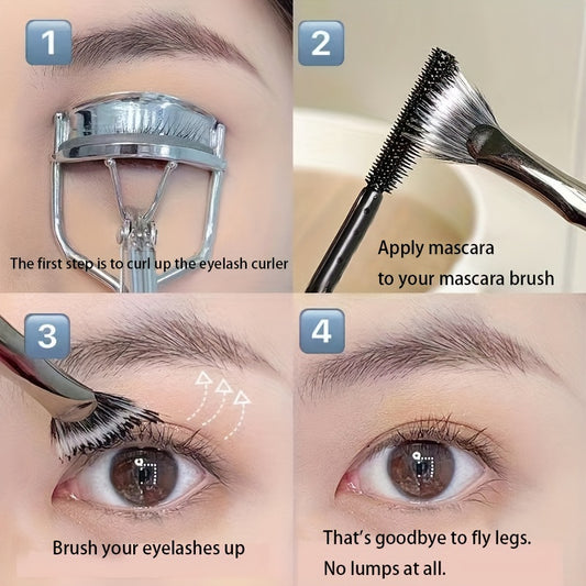 Get Natural Lifted Eyelashes With Our Professional Mascara Fan Brush 1pc Makeup Brush - No Smearing Or Clumping!