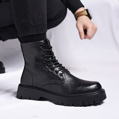 Men's Genuine Motorcycle Boots - Stylish Brown Lace-Up Ankle Boots with Rugged Rubber Sole for Hiking, Camping & Outdoor Adventures, Hiking Boots