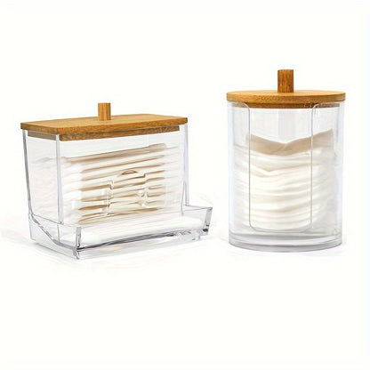 1/2/3pcs Clear Acrylic Makeup Organizer With Cotton Pad Swab Holder And Makeup Pads Jar - Efficient Cosmetic Storage Box For Makeup And Skincare Products