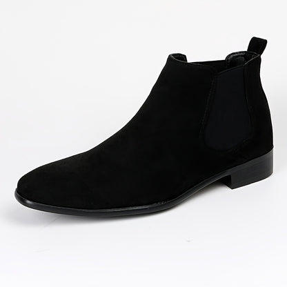 Men's Black Chelsea Boots - Elastic Panel Round Toe Ankle Booties