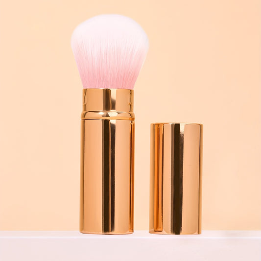 1pc Portable Retractable Makeup Brush Set - Travel Face Blush Brush with Cap for Foundation, Color, Highlight, Contour, Blush, Flawless, Powder Cosmetics (Rose Gold)