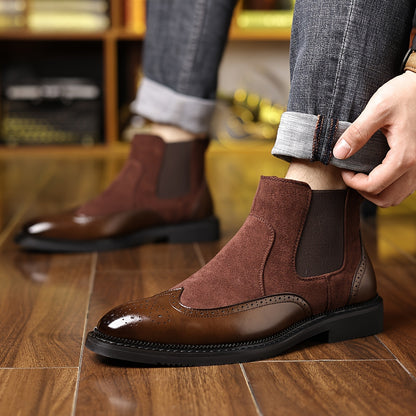 Men's Classic Solid Color Slip-On Chelsea Boots, PU Upper & Inner, Durable Rubber Sole, Comfort Insole