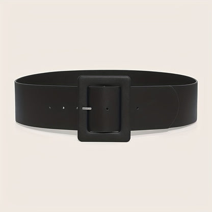 Plus Size Wide PU Belt Simple Square Buckle Women Coat Belt Trend Dress Girdle Decorative Waistband