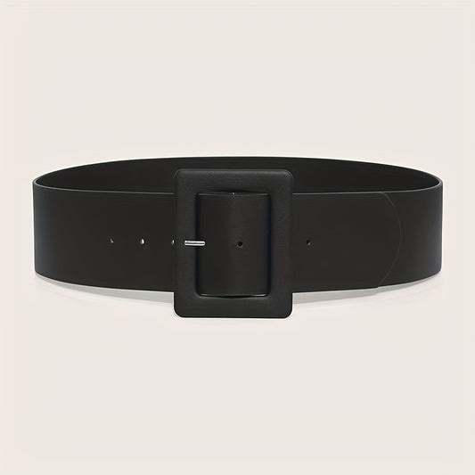 Plus Size Wide PU Belt Simple Square Buckle Women Coat Belt Trend Dress Girdle Decorative Waistband