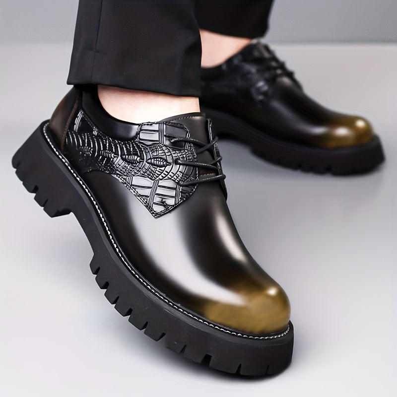 Men'S Business Casual Shoes - Thick Platform Sole for Height Increase & Cushioned Comfort, Lace-Up Formal & Everyday Shoes - Non-Slip Rubber Outsole - All-Season Office, Meetings, Events - Black - Durable & Easy-Clean -like U