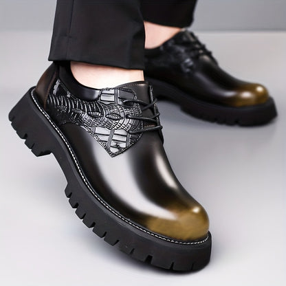 Men'S Business Casual Shoes - Thick Platform Sole for Height Increase & Cushioned Comfort, Lace-Up Formal & Everyday Shoes - Non-Slip Rubber Outsole - All-Season Office, Meetings, Events - Black - Durable & Easy-Clean -like U